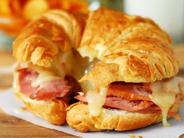 Fresh Croissant with Ham and Cheese