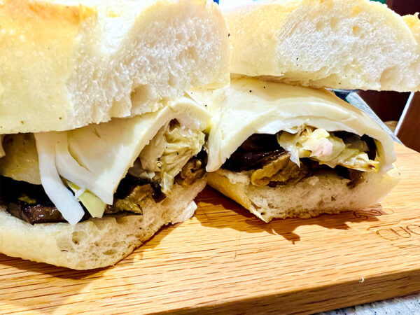 Homemade  Fresh Mozzarella, Grilled Eggplant and Marinated Artichokes