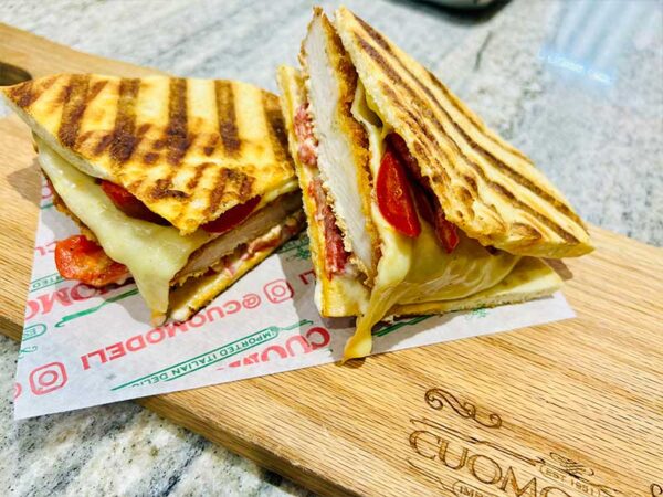 #9 Piadina Breaded Chicken Cutlets, Hot Cherry Peppers, Swiss Cheese and Roasted Pepper Mayo - Image 2